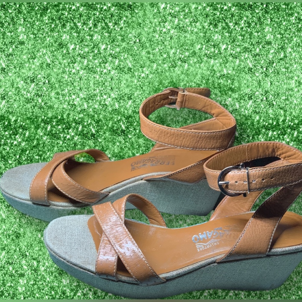 Ferragamo Classic Italian wedges a-1 condition- lovingly stored & condit…